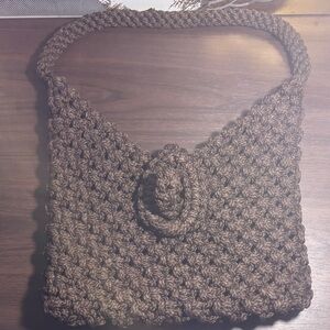 Elegant Brown Crochet Shoulder Bag